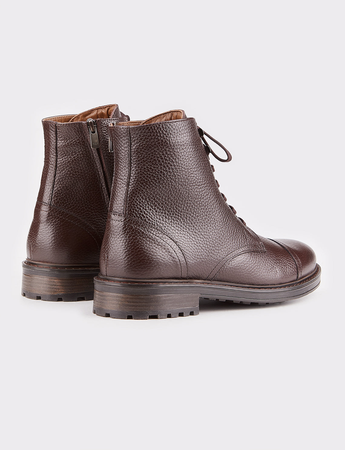 Men Brown Genuine Leather Combat Boots