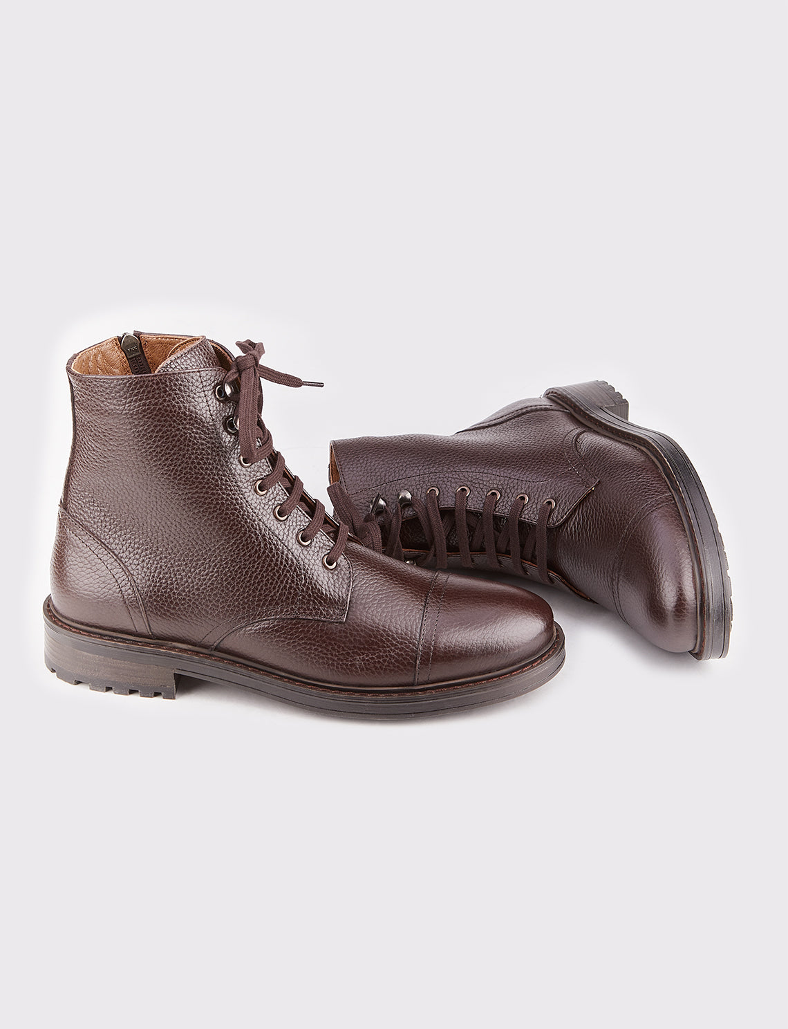 Men Brown Genuine Leather Combat Boots