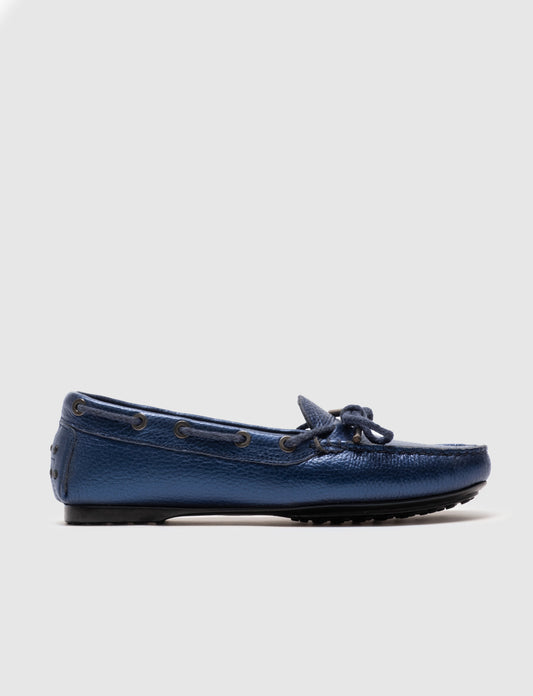 Women Navy Blue Genuine Leather Loafers
