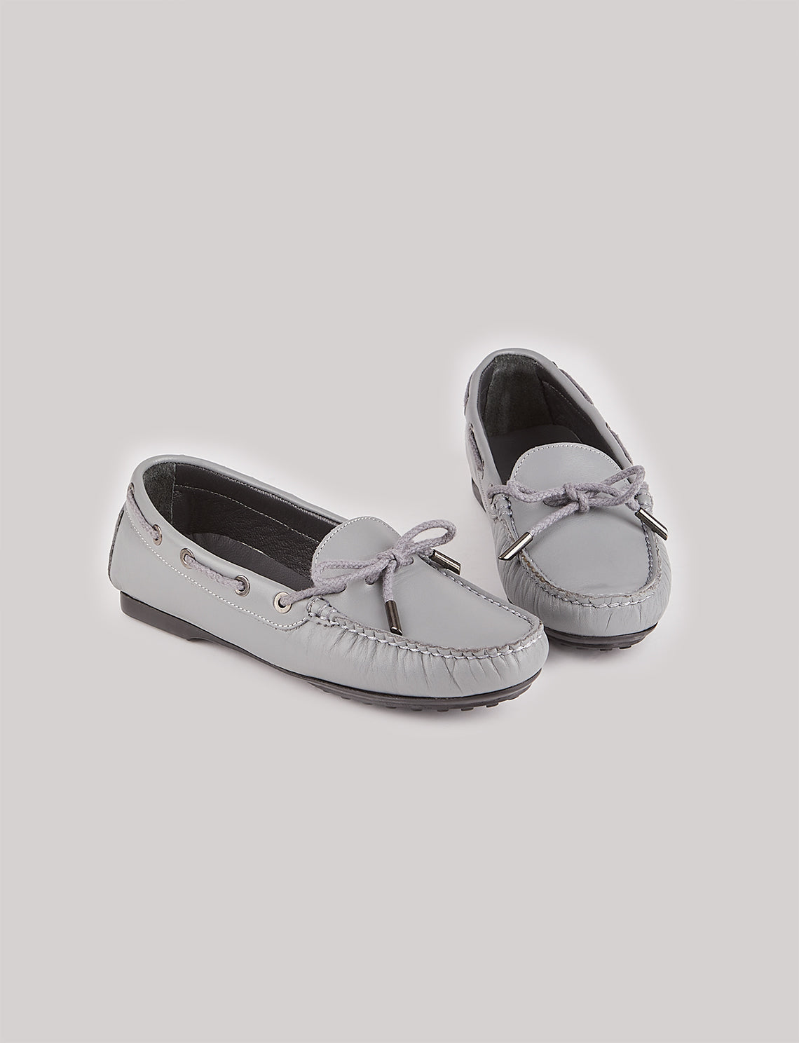 Women Grey Genuine Leather Loafers
