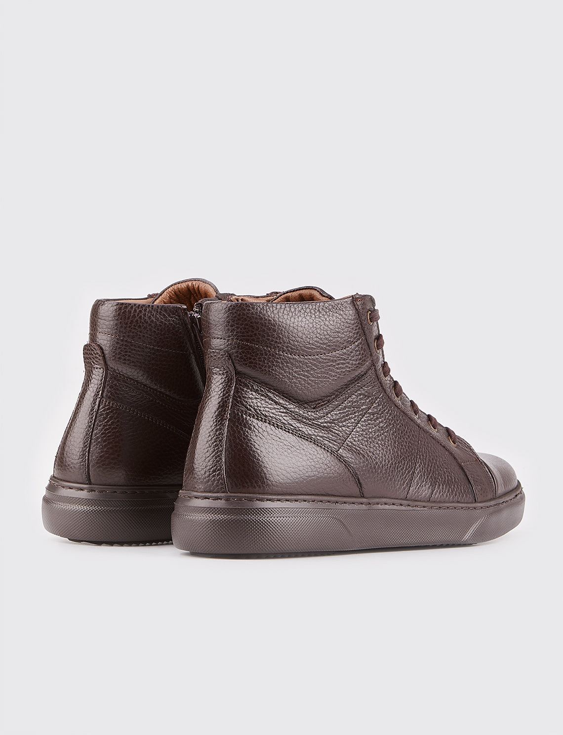 Men Genuine Leather Brown Zipper Clousure Casual Boots