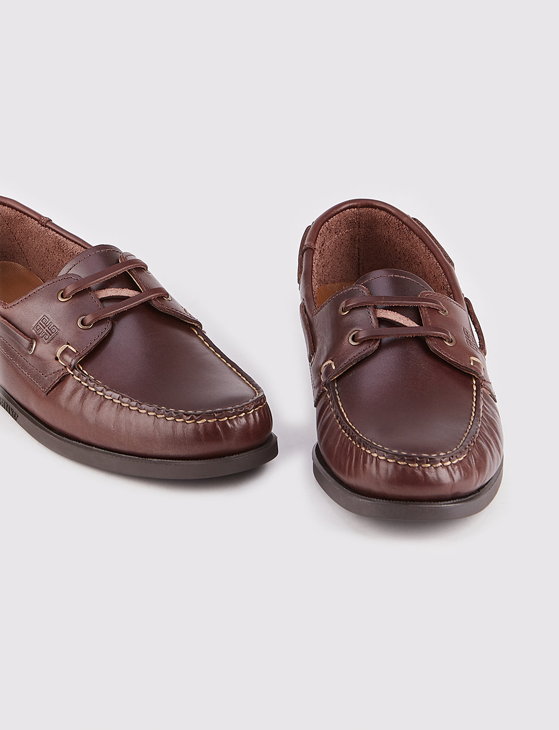 Men Brown Genuine Leather Lace Up Boat Shoes