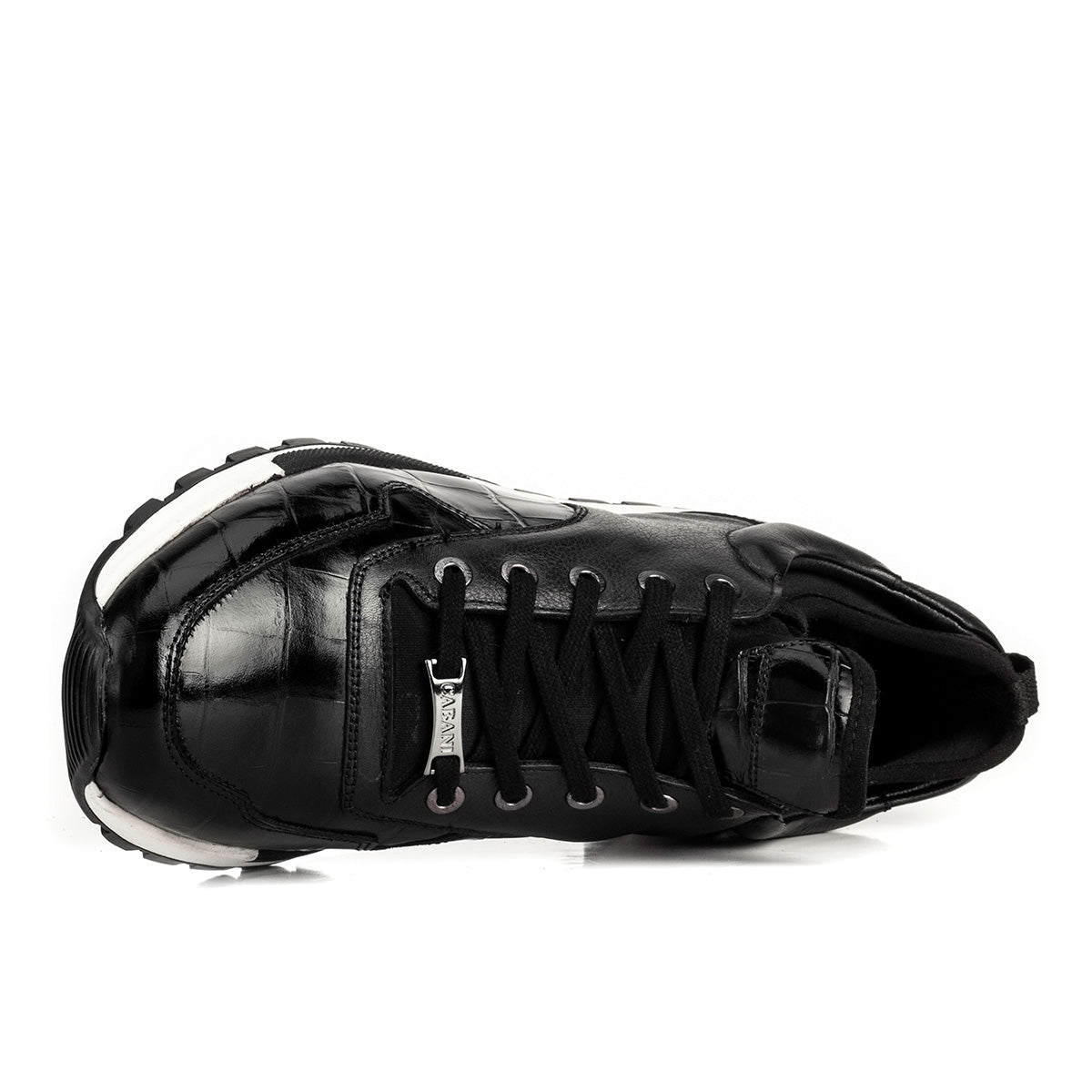 Cabani 460E1181 Erkek %100 Hakiki Deri sneaker &spor 497 Siyah Yeni Kroko - Siyah Antik