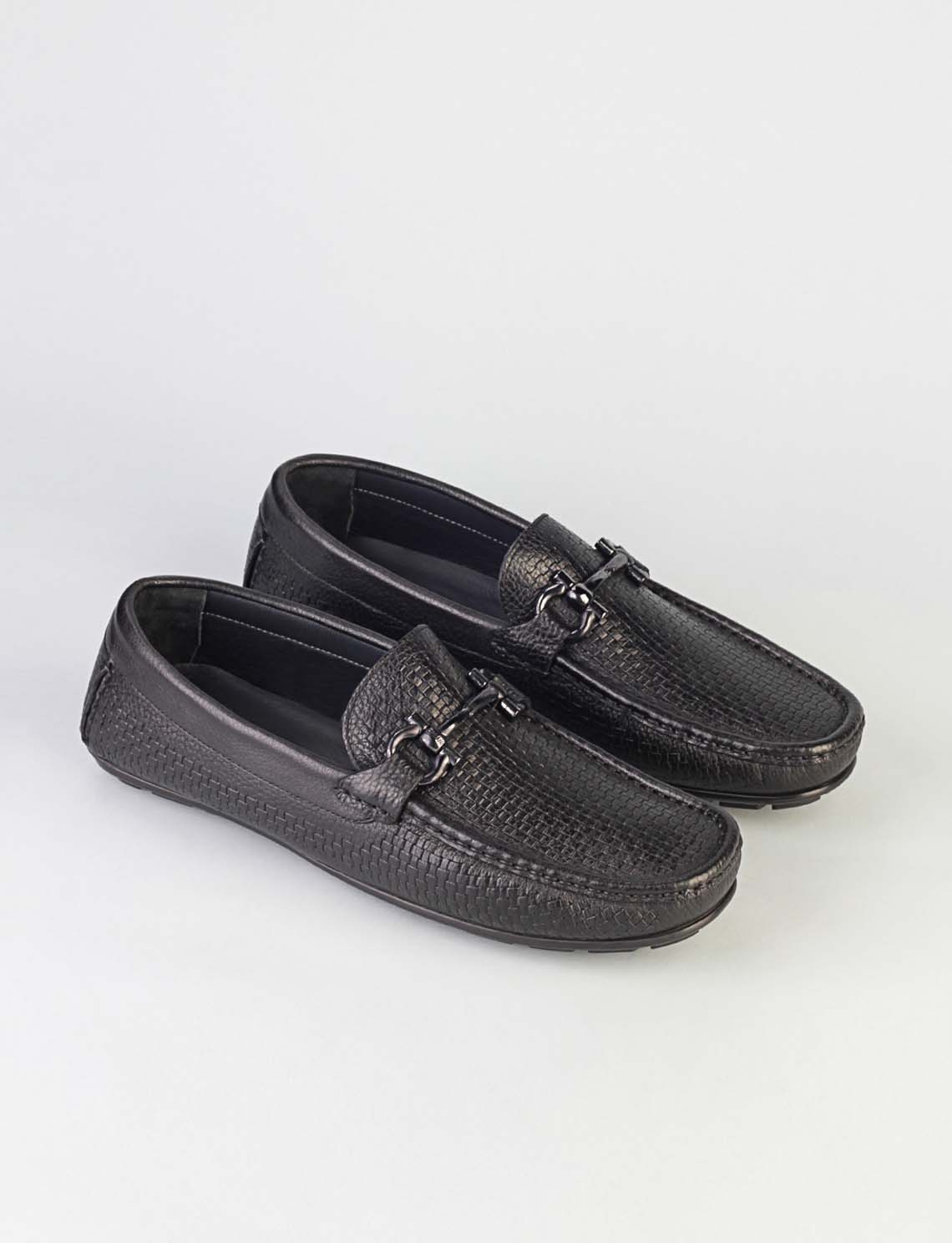 Cabani 010M823A Erkek %100 Hakiki Deri loafer & makosen 426 Siyah Kırma