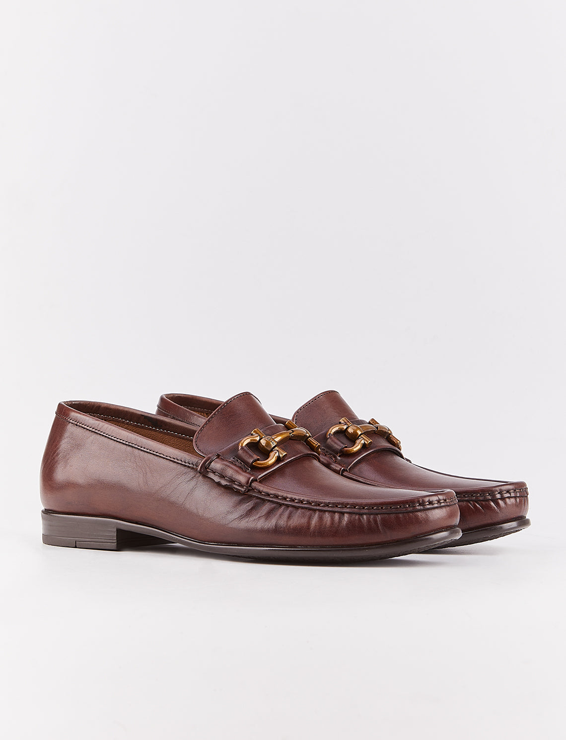 Men Brown Genuine Leather Bit Loafers