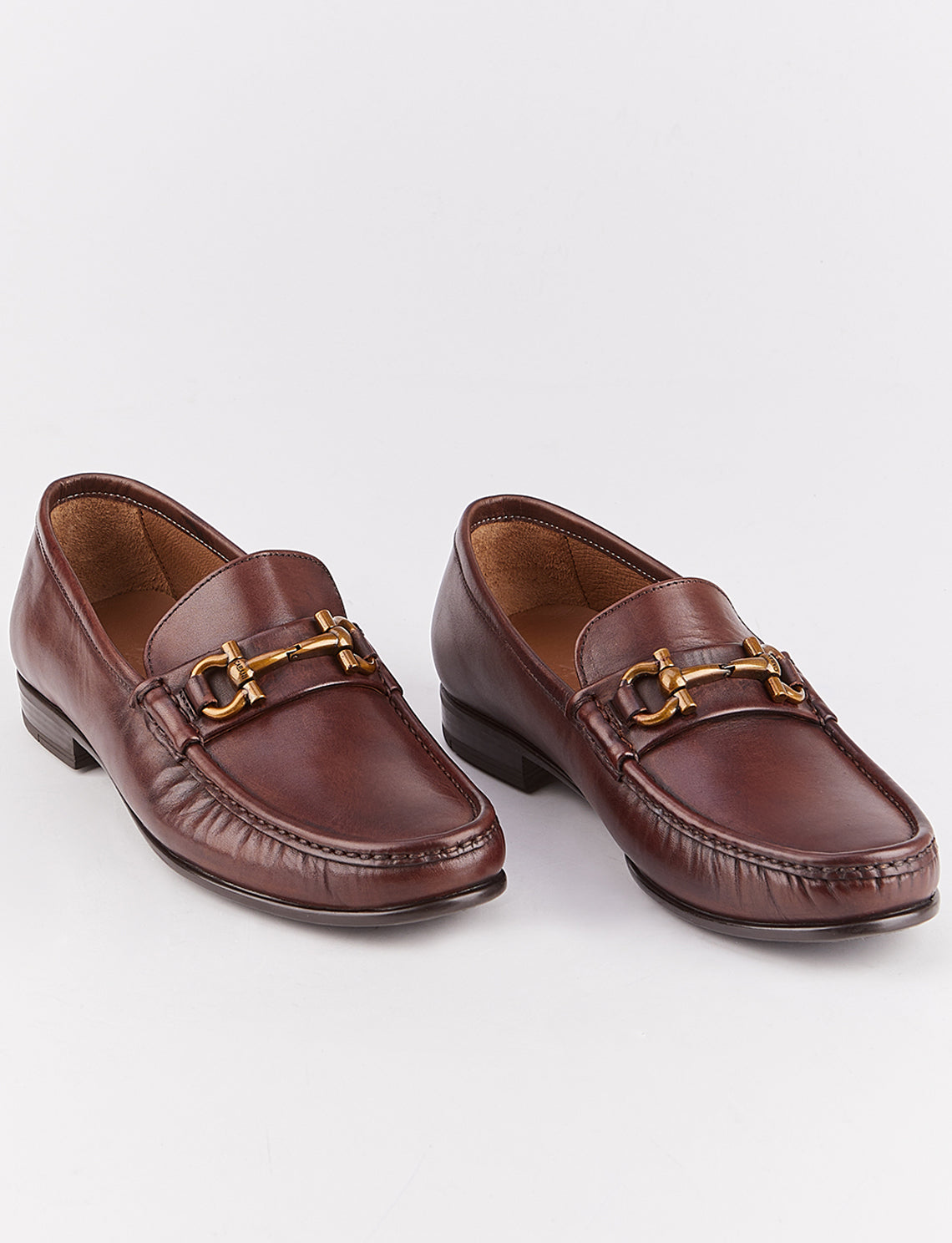 Men Brown Genuine Leather Bit Loafers