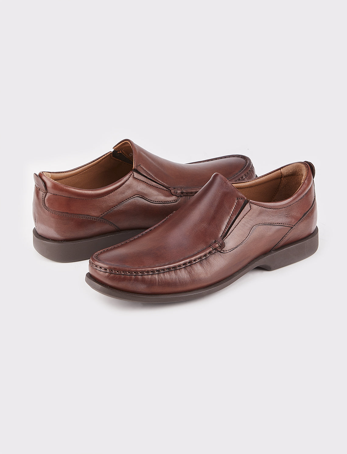 Men Brown Genuine Leather Slip On Casual Shoes