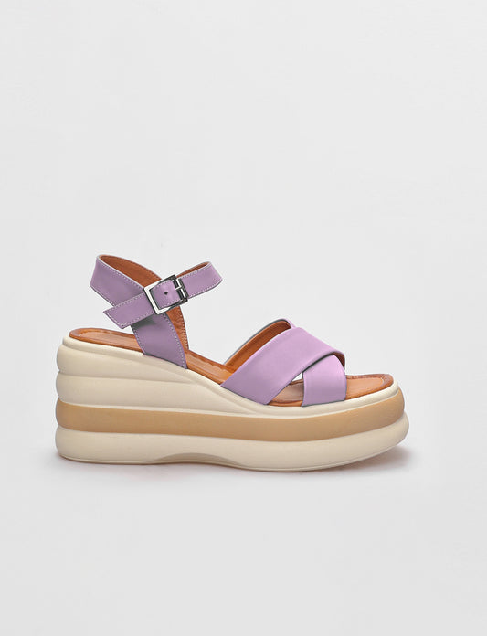 Women Lilac Genuine Leather Ankle Strap Sandals