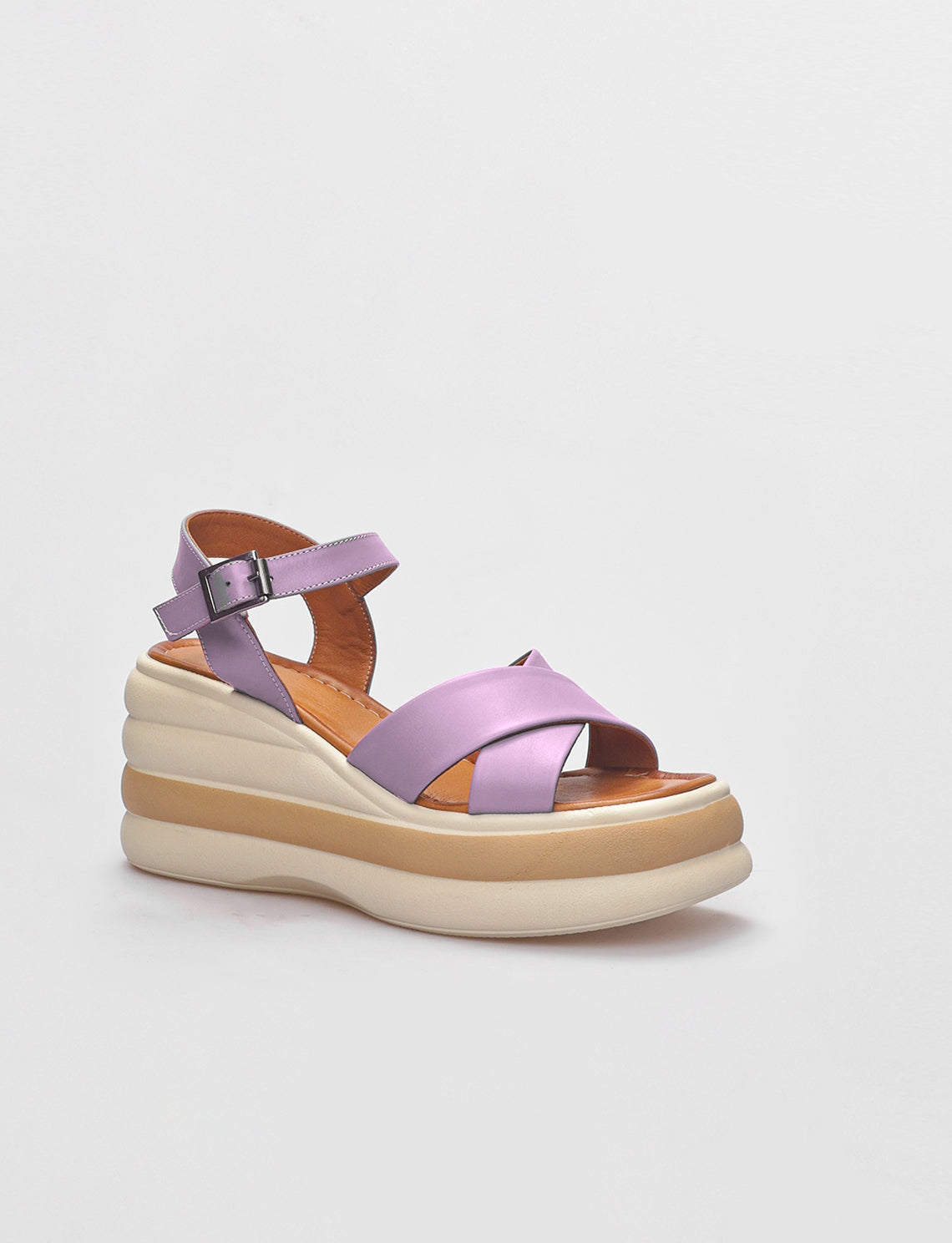 Women Lilac Genuine Leather Ankle Strap Sandals