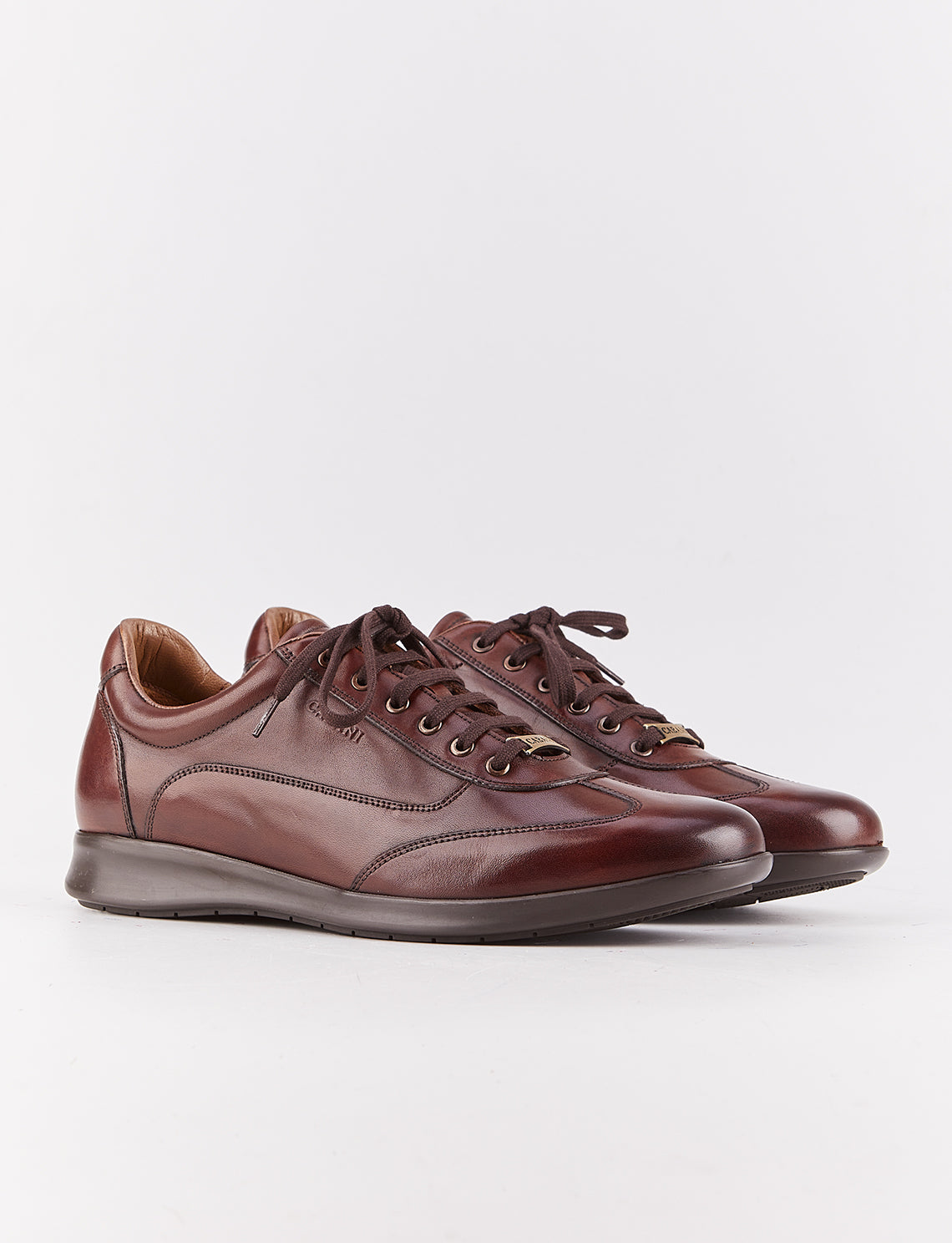 Men Brown Genuine Leather Lace Up Front Sneakers