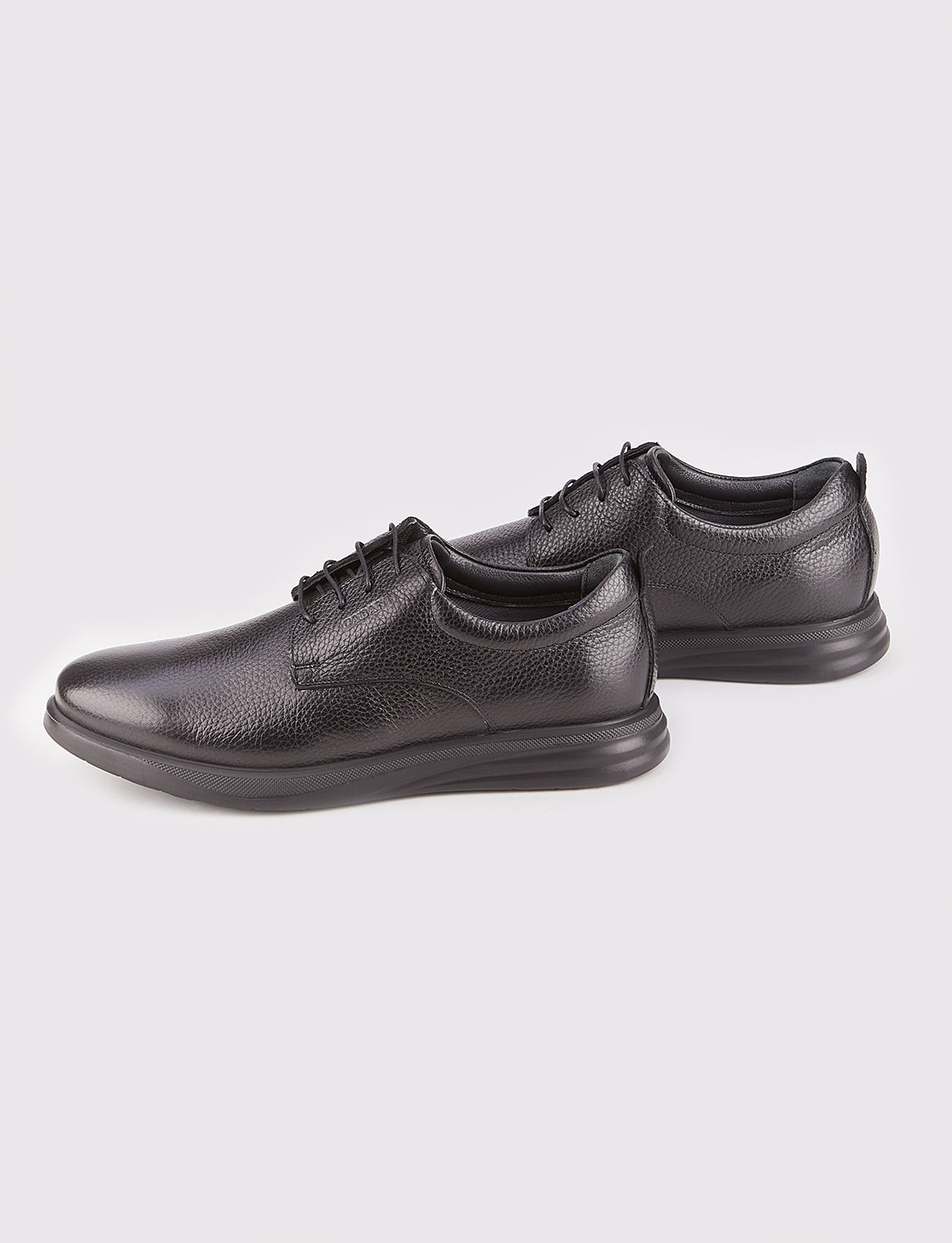 Men Black Genuine Leather Nubuck Lace-Up Casual Shoes