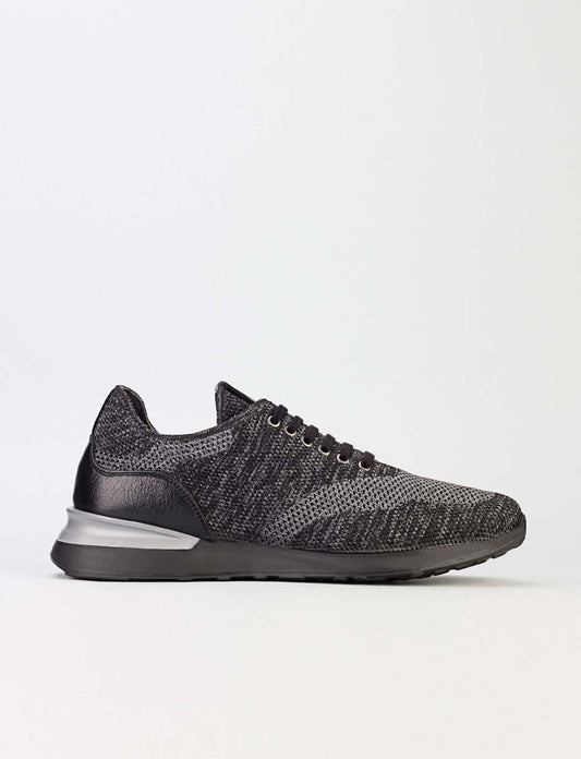 Men Dark Gray Lace Up Knit Sneakers