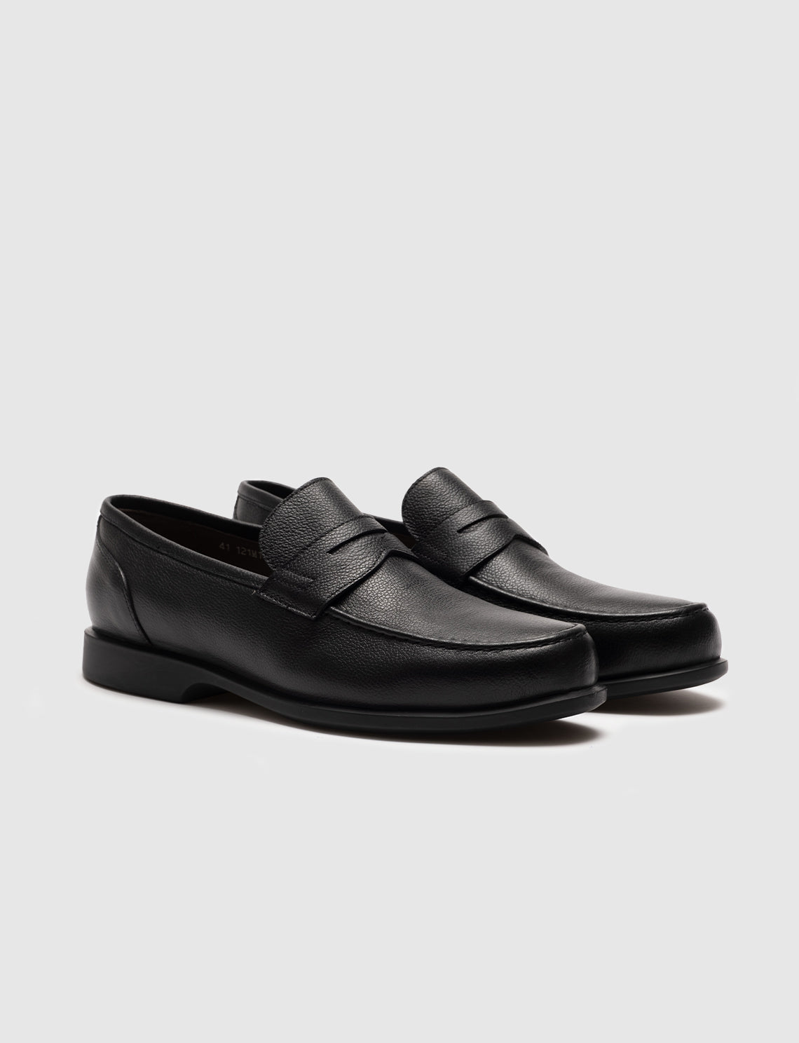 Men Black Genuine Leather Round Toe Penny Loafers