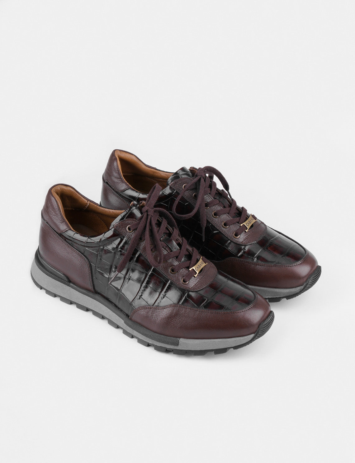 Men Brown Genuine Leather Lace Up Sneakers
