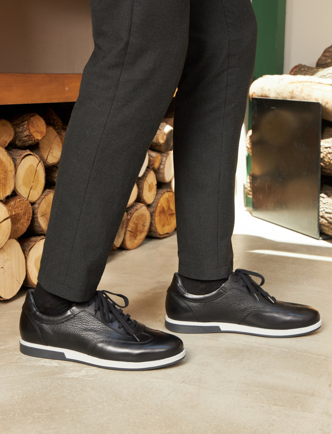 Cabani 323M1574 Erkek %100 Hakiki Deri Sneaker Ayakkabı Siyah