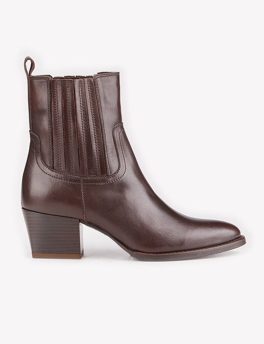 Women Brown Genuine Leather Point Toe Ankle Boot