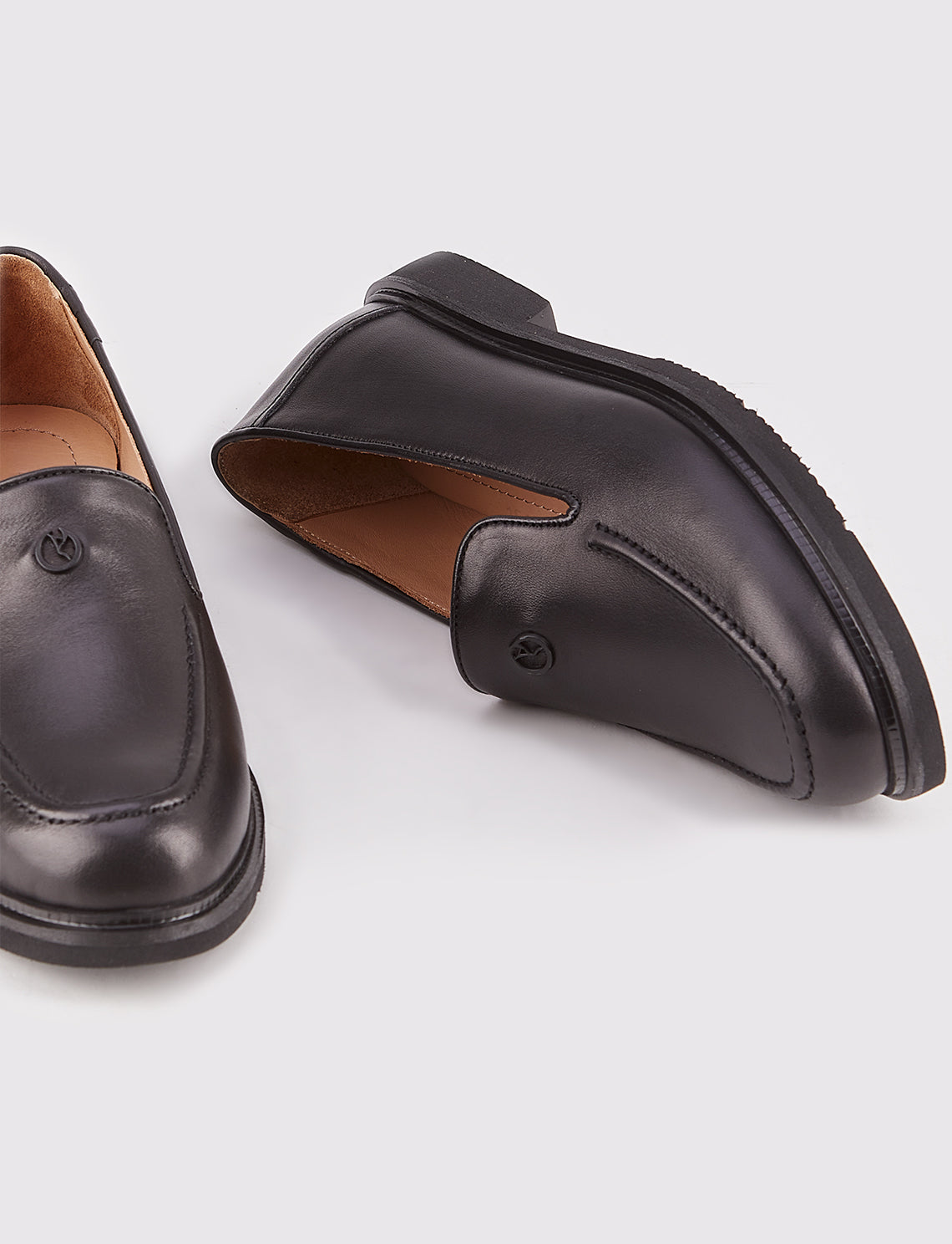 Women Black Genuine Leather Loafers