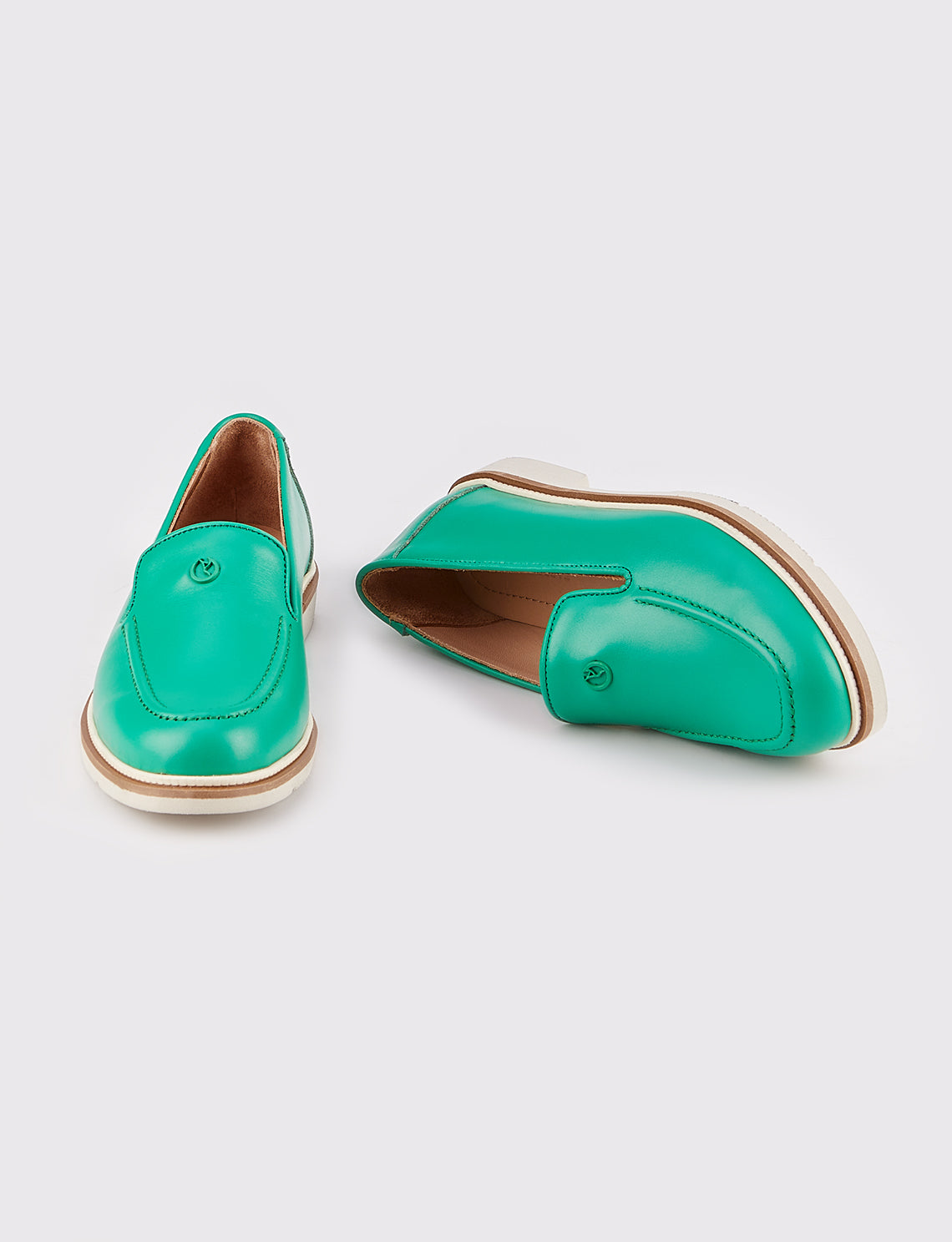 Women Green Genuine Leather Loafers