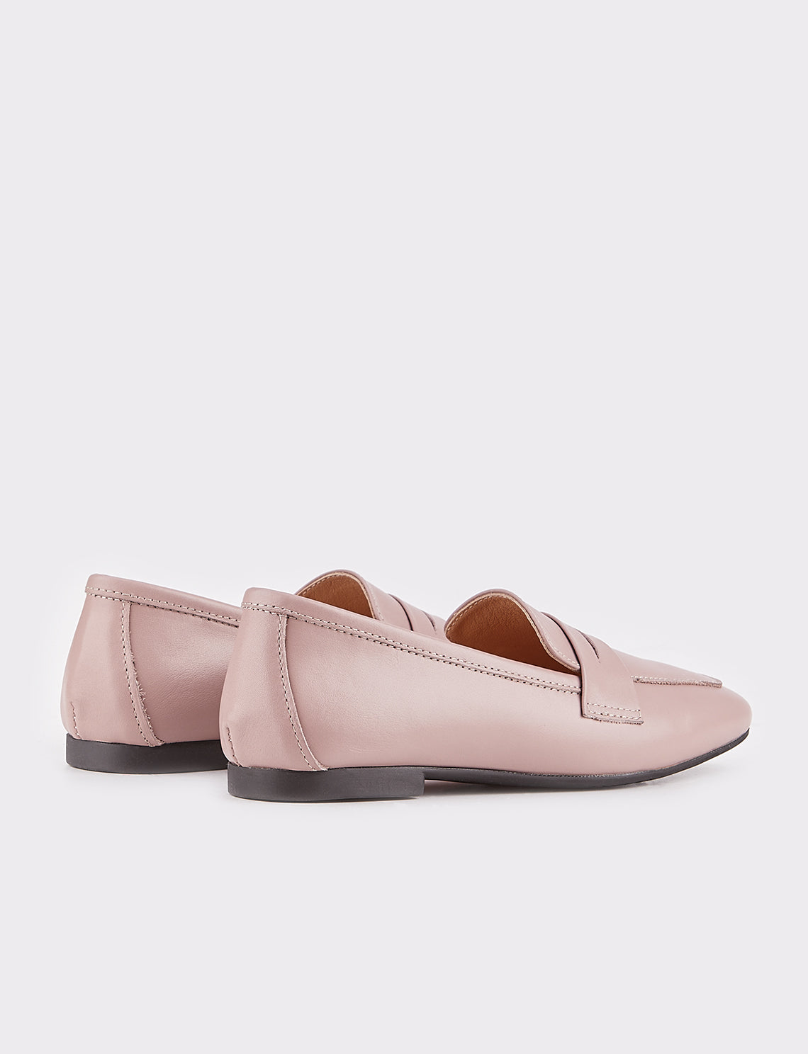 Women Pink Genuine Leather Square Toe Flat Shoes