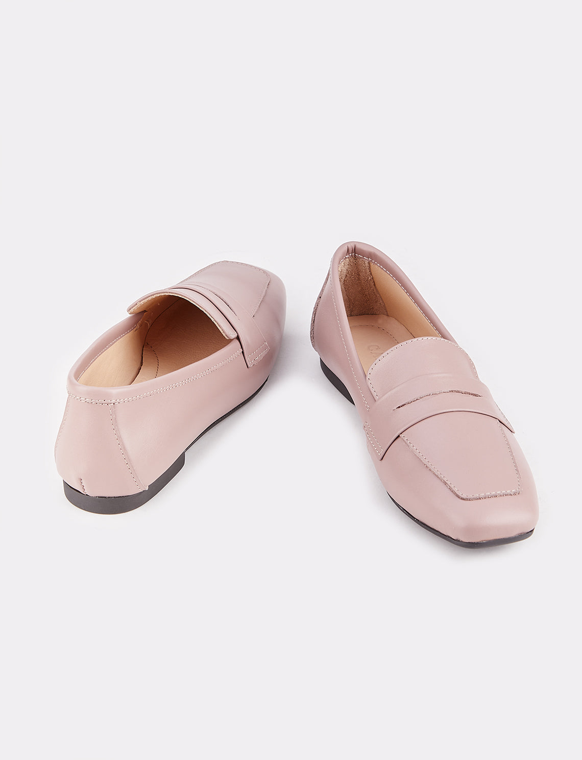 Women Pink Genuine Leather Square Toe Flat Shoes