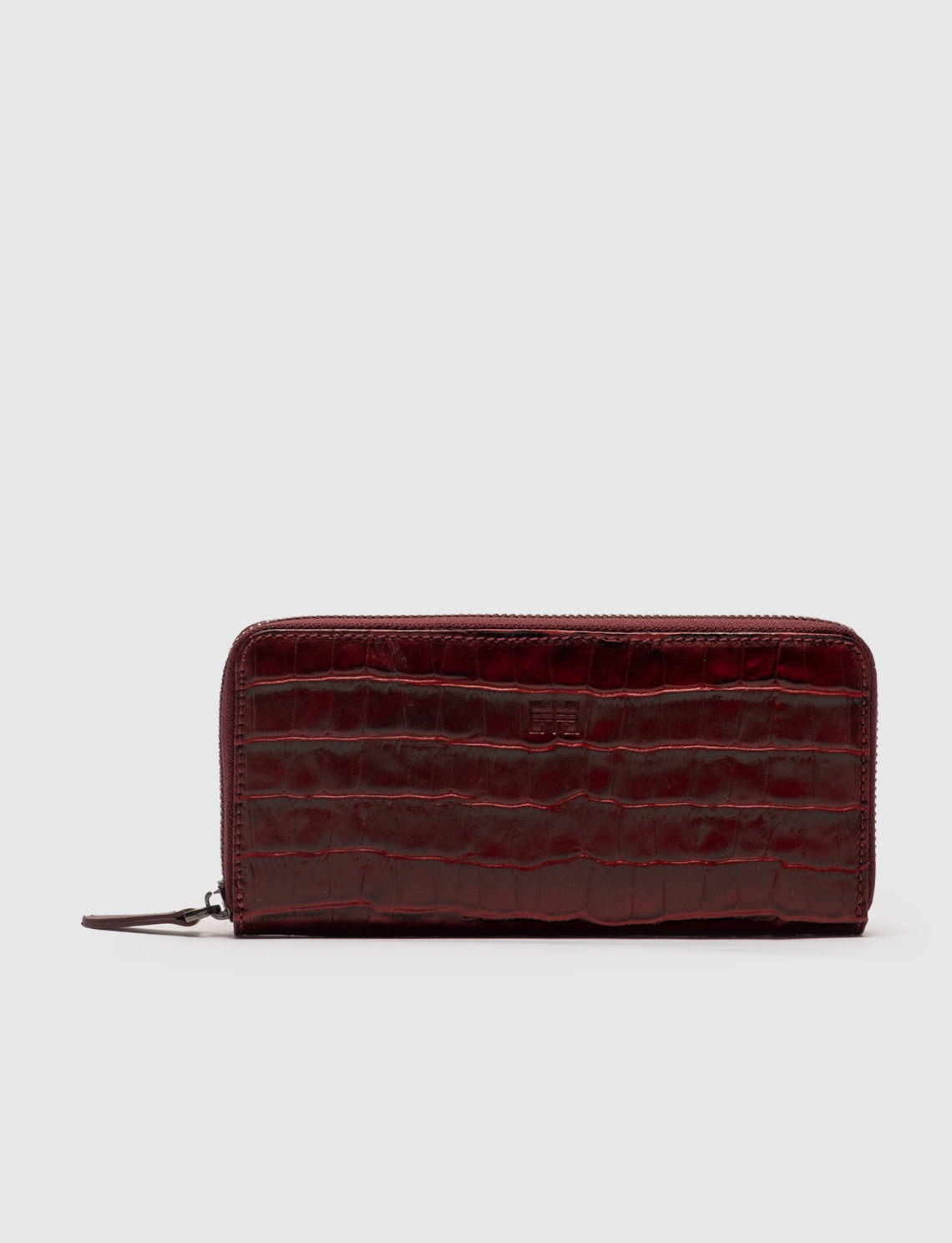 Women Burgundy Genuine Leather Zip Around Wallet
