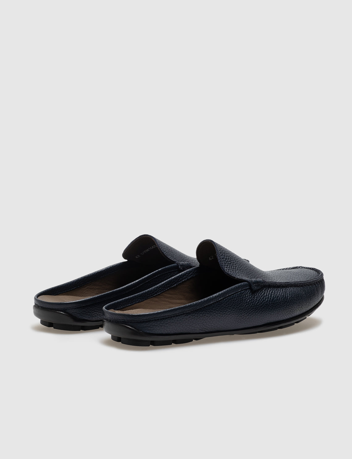 Men Navy Blue Genuine Leather Outdoor Mules