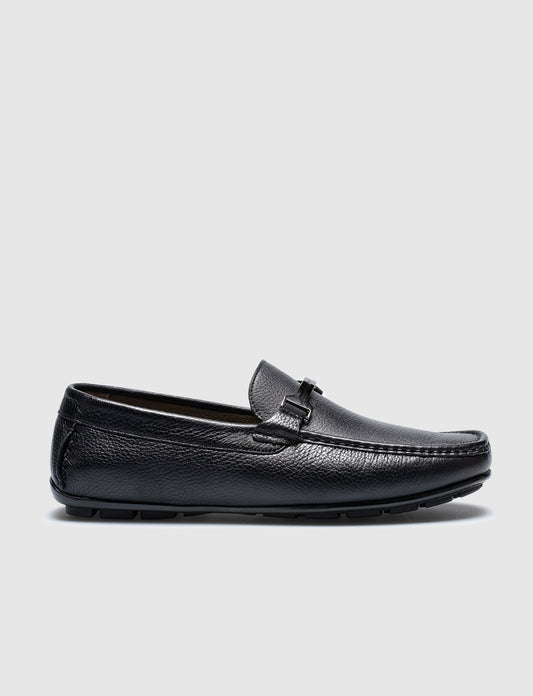 Men Black Genuine Leather Bit Loafers