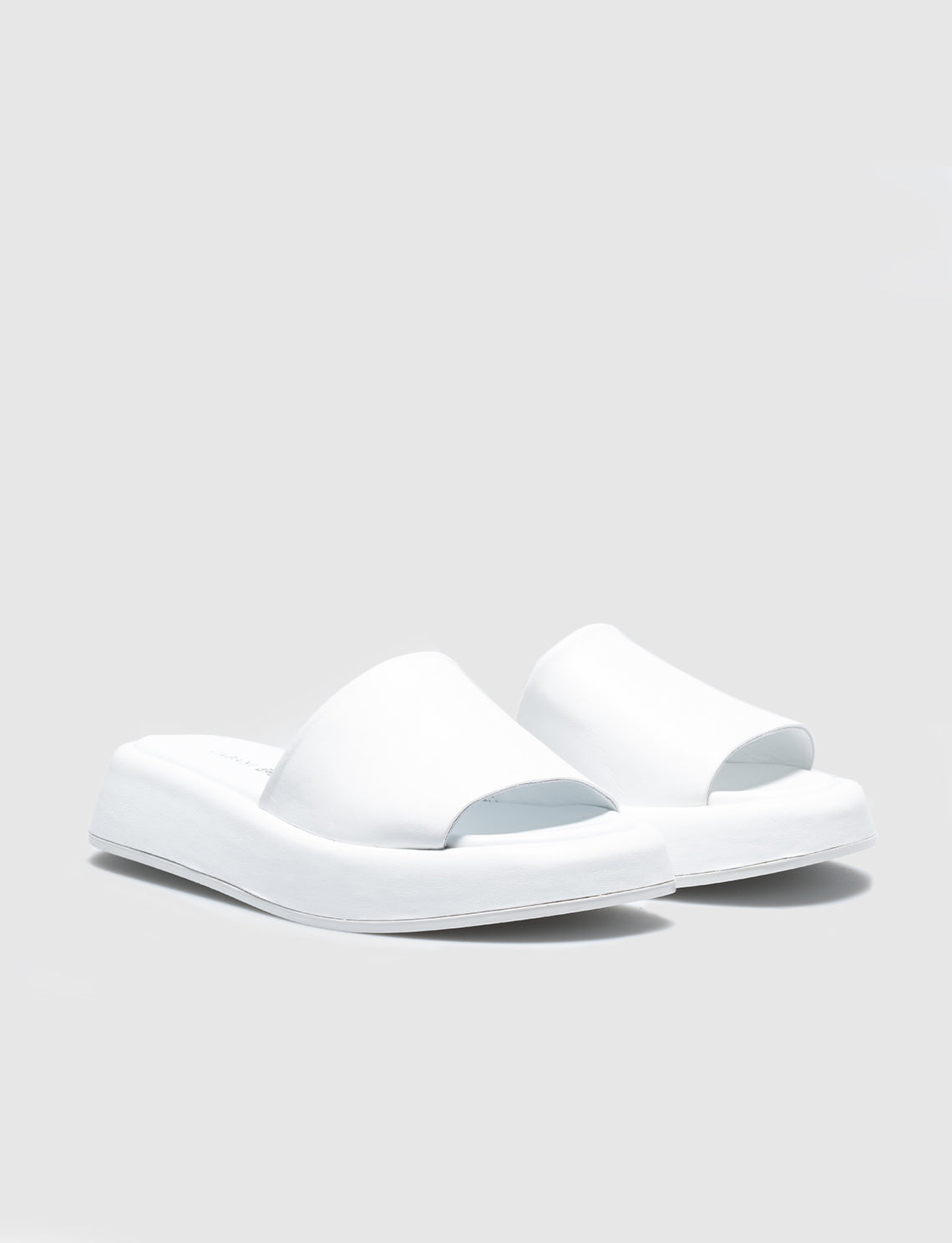 Women White Genuine Leather Wedge Slides