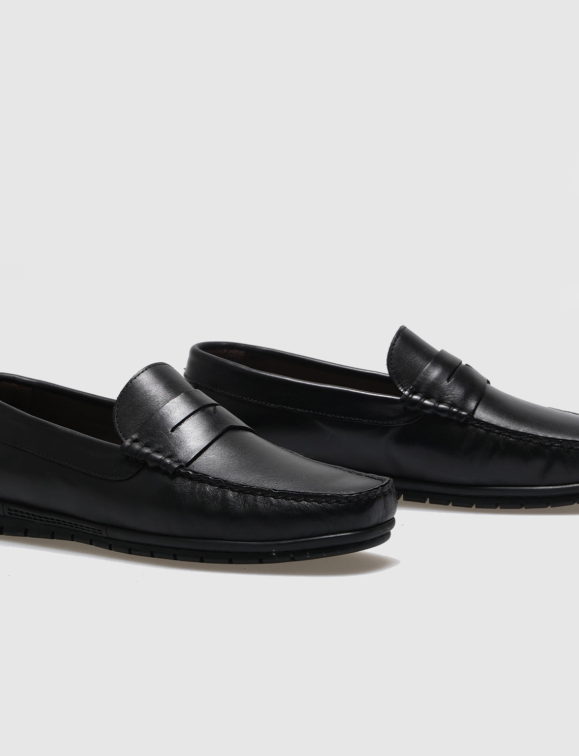 Men Black Genuine Leather Slip On Shoes