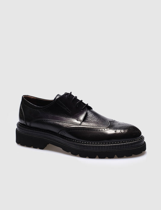 Men Black Genuine Leather  Classic Shoes