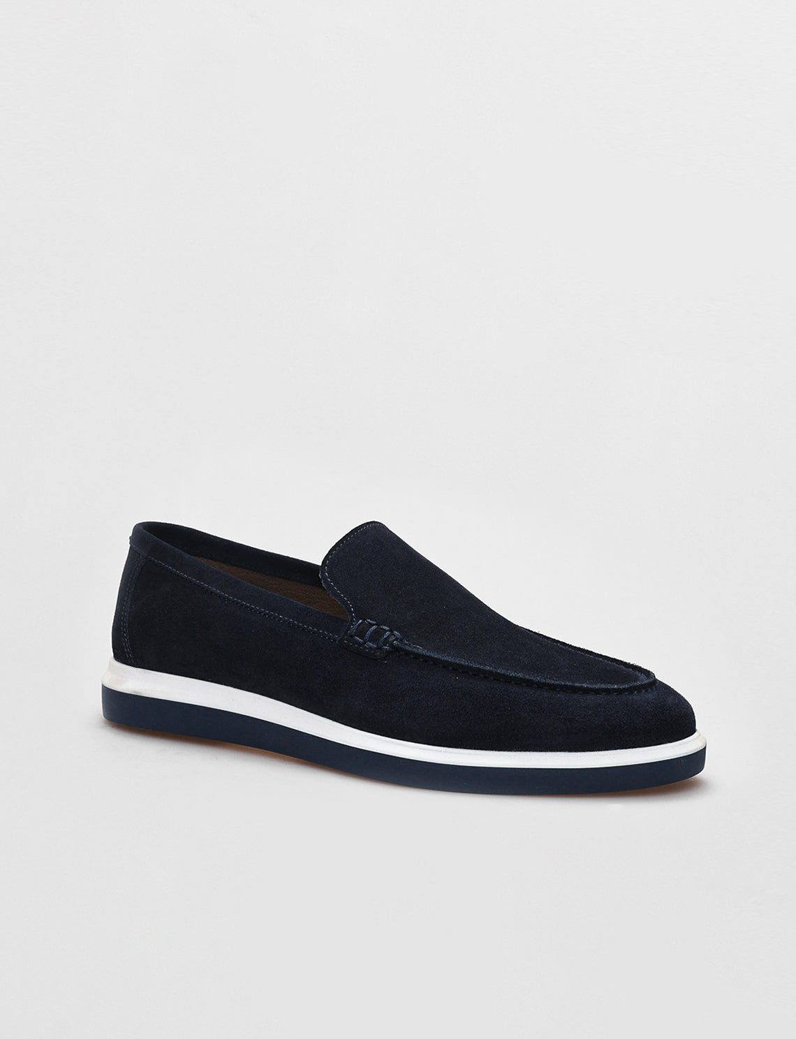 Men Navy Blue Suede Genuine Leather Loafers