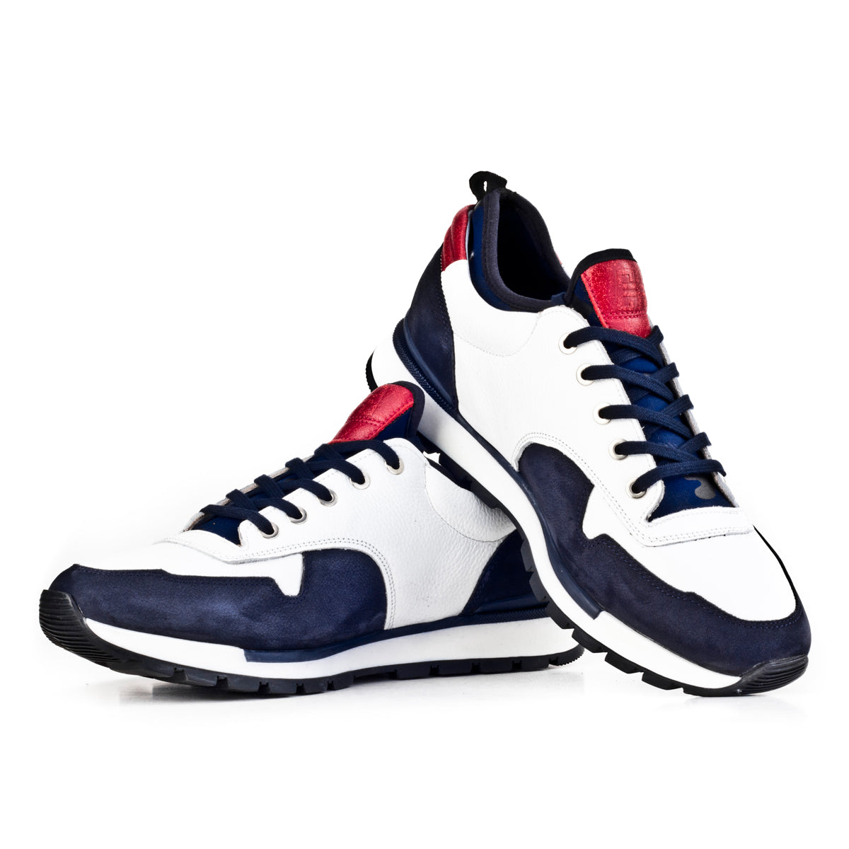 Cabani 460E1181 Erkek %100 Hakiki Deri sneaker &spor 573 Çivit Mavisi - Kırmızı Napa