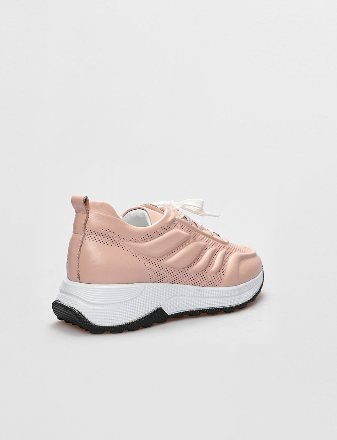Women Pink Genuine Leather Lace Up Sneakers