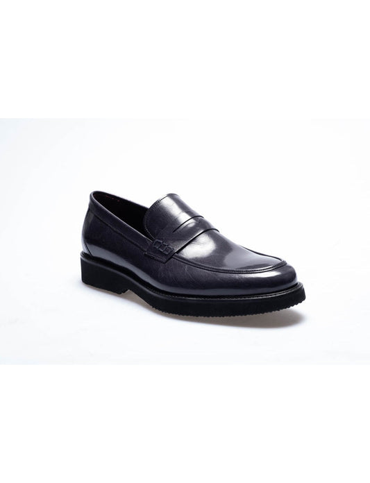 Men Navy Blue Genuine Leather Classic Shoes