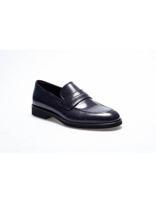 Men Navy Blue  Genuine Leather Classic Shoes