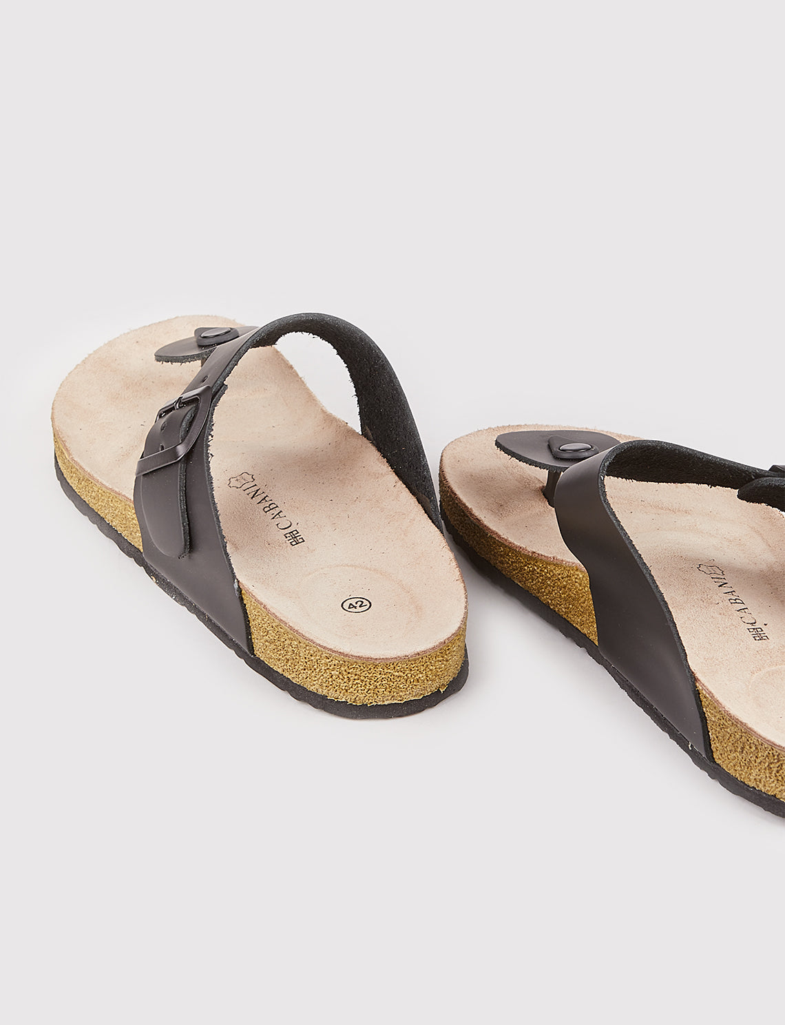 Cabani 001KD Erkek %100 Hakiki Deri Parmak Arası Terlik Siyah