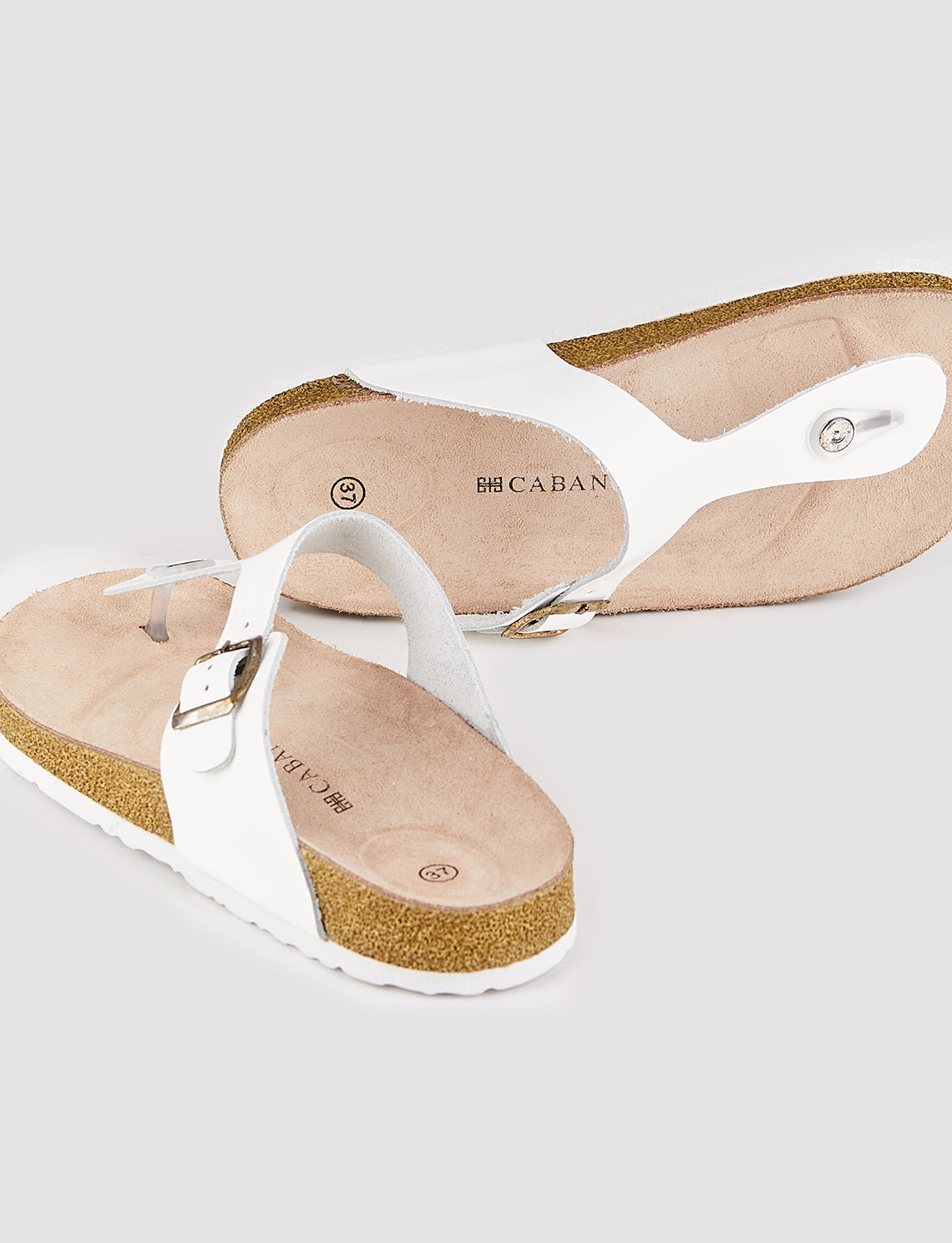 Cabani 001KD Erkek %100 Hakiki Deri Parmak Arası Terlik Beyaz