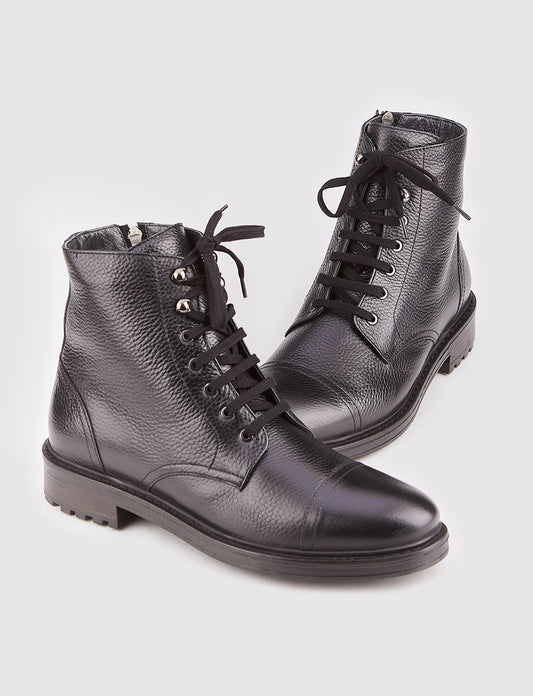 Cabani 485E748 Erkek %100 Hakiki Deri Günlük Bot Siyah