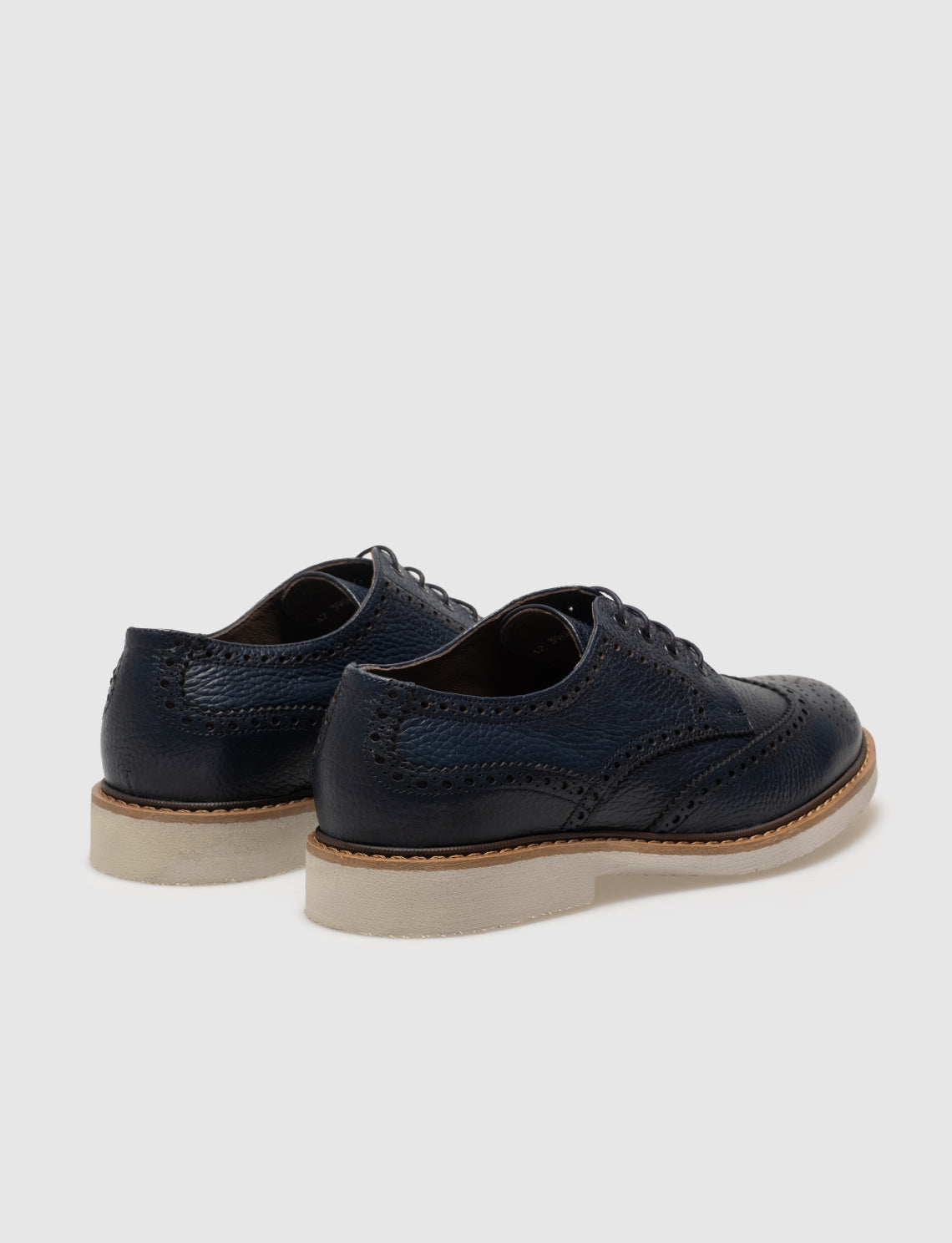 Men Navy Blue Genuine Leather Brouge Shoes