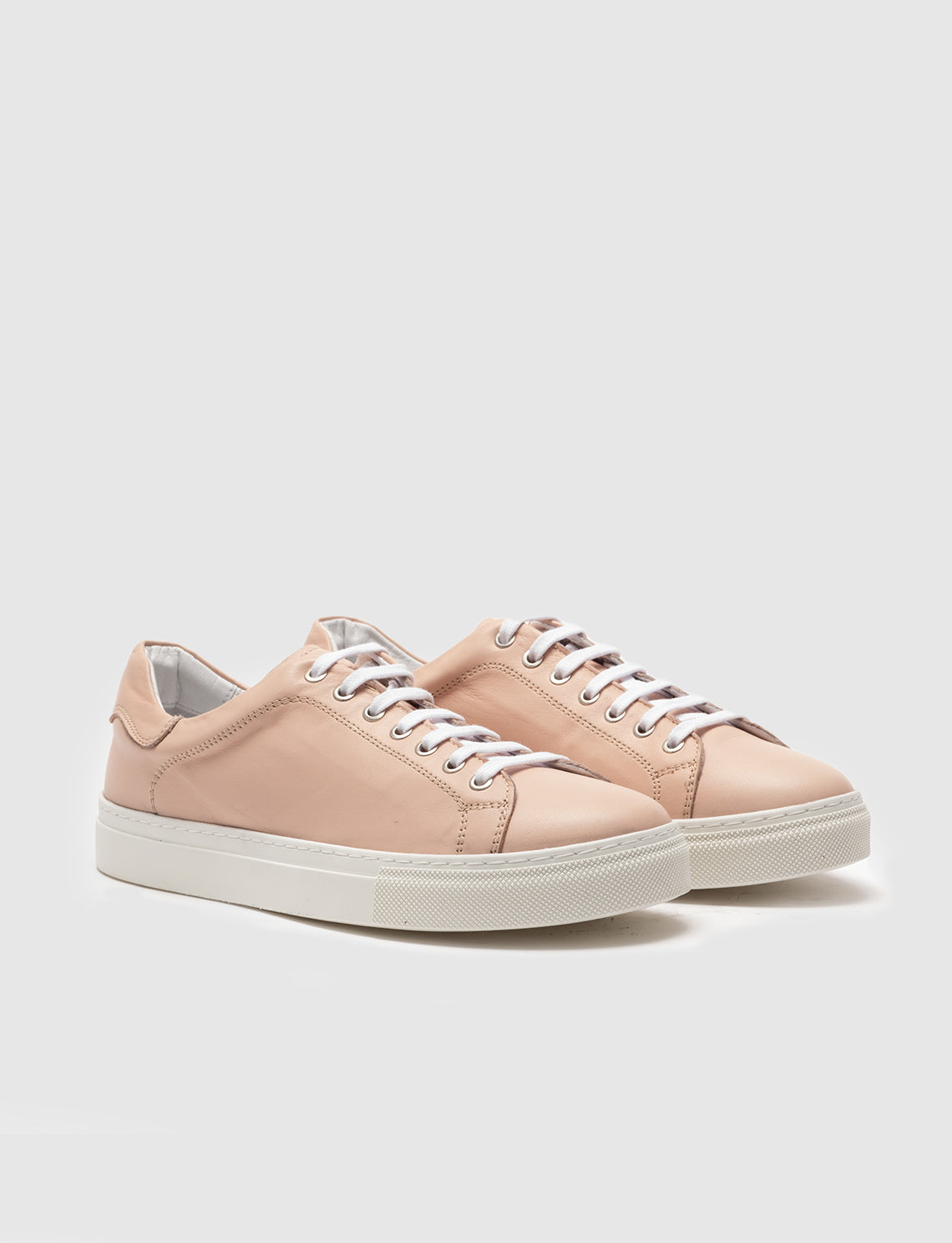 Women Pink Genuine Leather Lace Up Sneakers