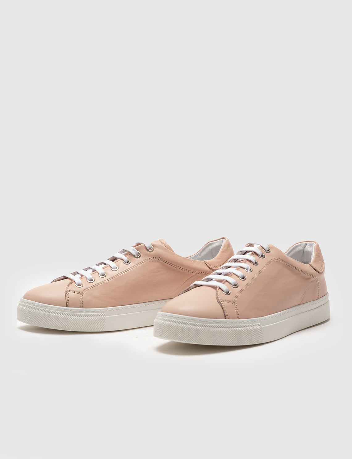 Women Pink Genuine Leather Lace Up Sneakers