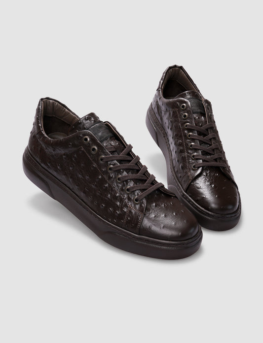 Cabani 162M1369 Erkek %100 Hakiki Deri sneaker &spor 654 Kahve Devekuşu