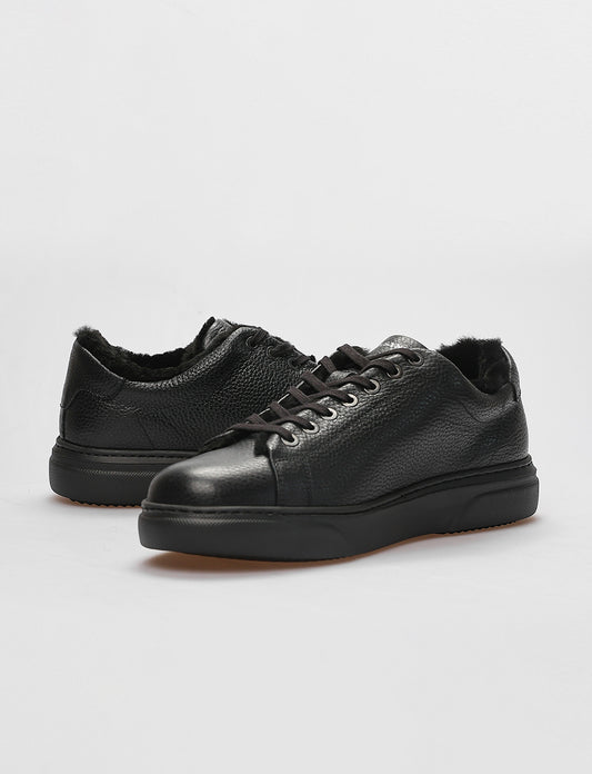 Cabani 162K1369 Erkek %100 Hakiki Deri sneaker &spor 426 Siyah Kırma