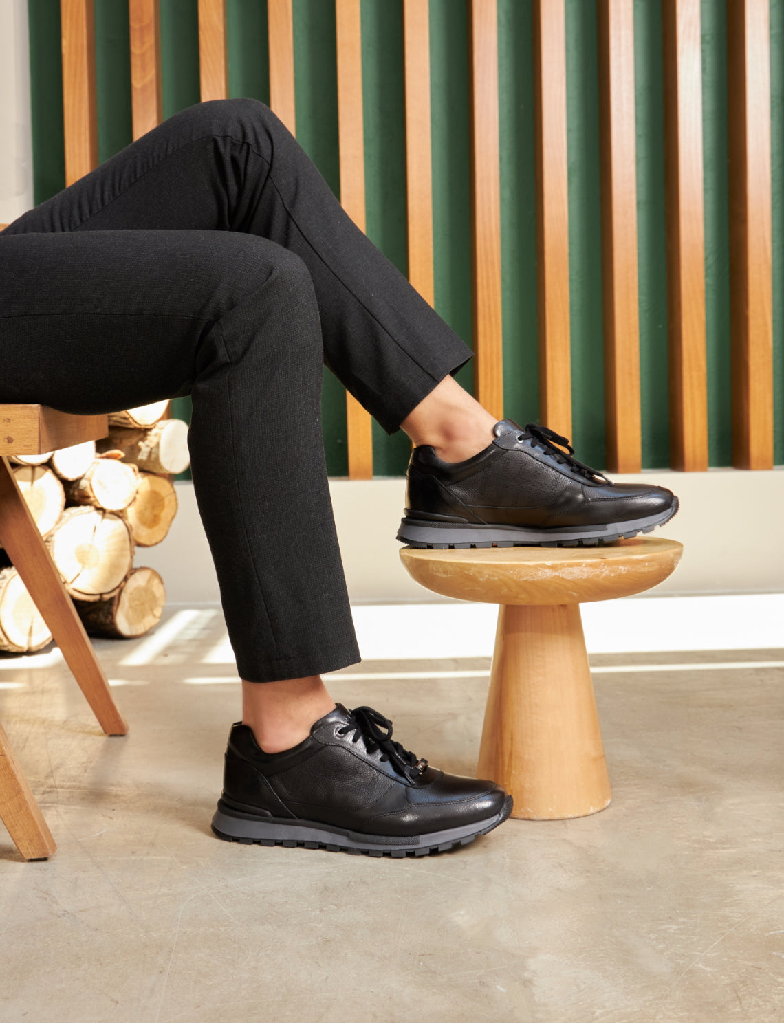 Cabani 460M548 Erkek %100 Hakiki Deri sneaker &spor Siyah