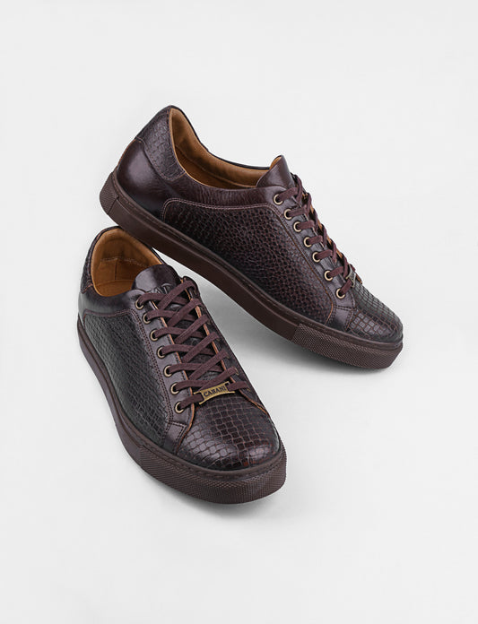 Cabani 312C100 Erkek %100 Hakiki Deri sneaker &spor 572 Fındık Baskılı Deri - Kahve Baskılı Deri