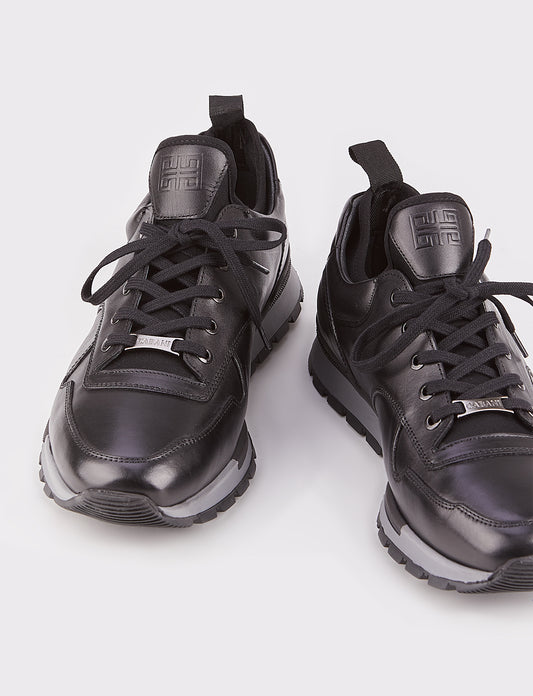 Cabani 460E1181 Erkek %100 Hakiki Deri sneaker &spor 017 Siyah Antik-Siyah Geyik