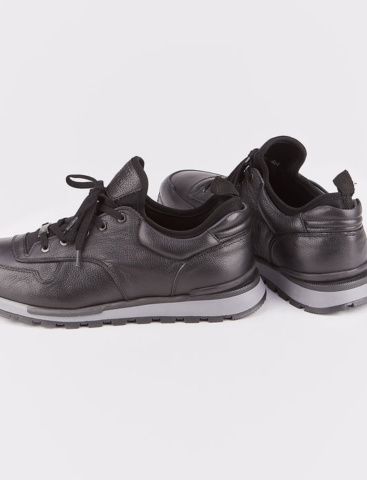 Cabani 460E1181 Erkek %100 Hakiki Deri sneaker &spor 464 Siyah Ufak Kırma