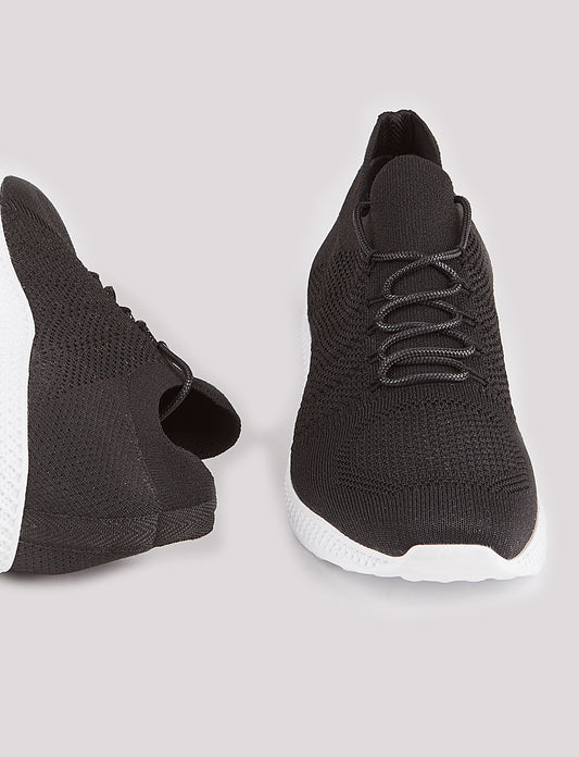 Cabani 134A1402 Erkek Triko Günlük Ayakkabı 013 Siyah Triko Beyaz Taban