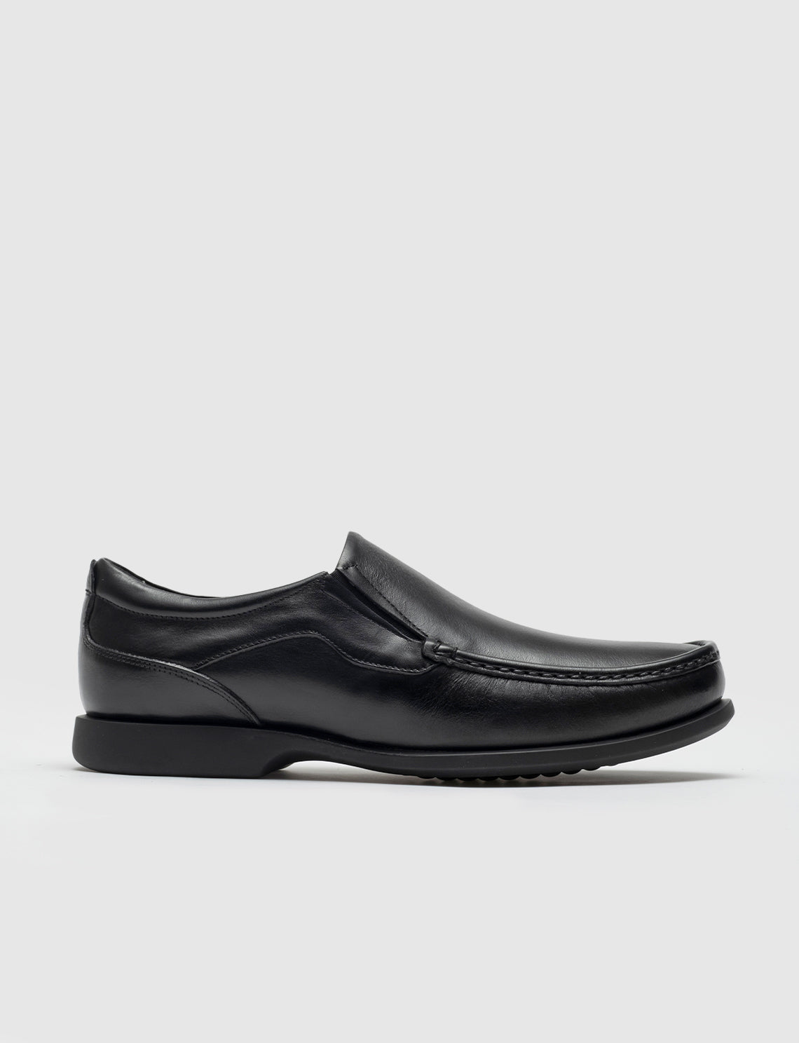 Men Black Genuine Leather Slip On Casual Shoes