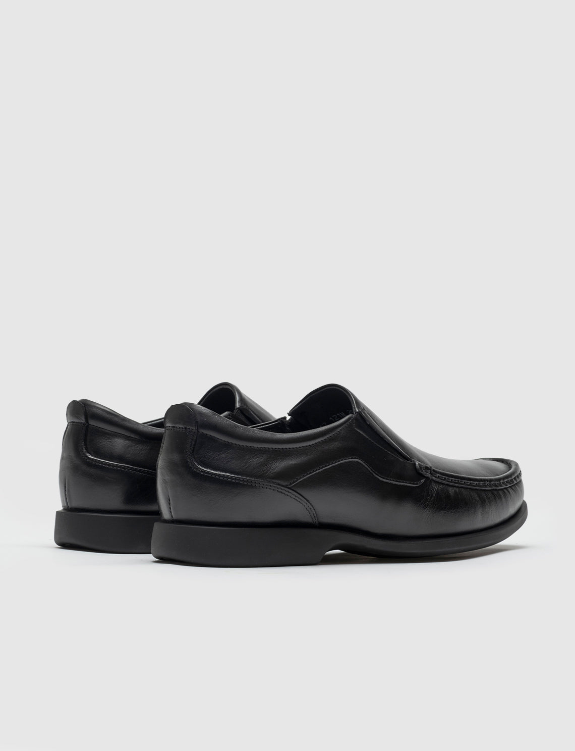 Men Black Genuine Leather Slip On Casual Shoes